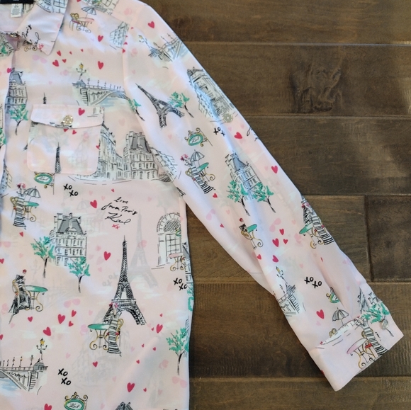 KARL LAGERFELD Women's pink Paris Button-Up Blouse Shirt - L - Picture 6 of 9
